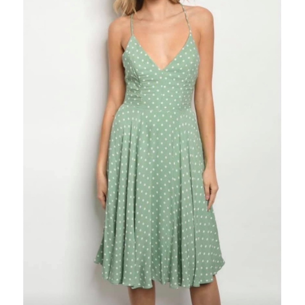INA Sage Polka Dot Dress